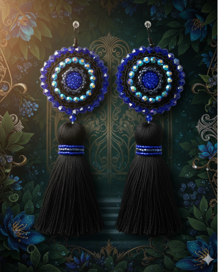 Háčkované dizajnové náušnice "Kráľovská záhrada"